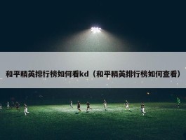 和平精英排行榜如何看kd（和平精英排行榜如何查看）