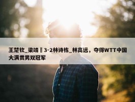 王楚钦_梁靖崑3-2林诗栋_林高远，夺得WTT中国大满贯男双冠军