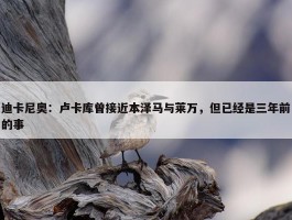 迪卡尼奥：卢卡库曾接近本泽马与莱万，但已经是三年前的事