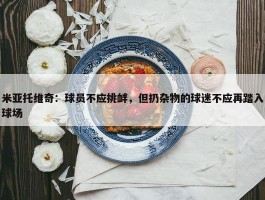 米亚托维奇：球员不应挑衅，但扔杂物的球迷不应再踏入球场