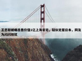 王思聪被曝出售价值1亿上海豪宅，疑似定居日本，网友为闪闪担忧