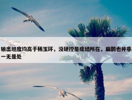 输出坦度均高于杨玉环，没硬控是症结所在，扁鹊也并非一无是处