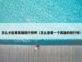 怎么才能看英雄排行榜啊（怎么查看一个英雄的排行榜）