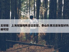 足球报：上海双雄残阵出征亚冠，泰山队情况逐渐变好伤病可控