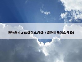 宠物争斗245级怎么升级（宠物对战怎么升级）