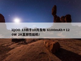 iQOO 13将于10月发布 6100mAh＋120W 2K直屏性能机！