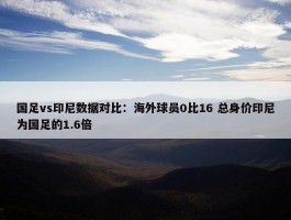 国足vs印尼数据对比：海外球员0比16 总身价印尼为国足的1.6倍