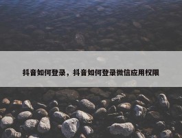 抖音如何登录，抖音如何登录微信应用权限