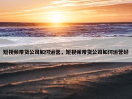 短视频带货公司如何运营，短视频带货公司如何运营好