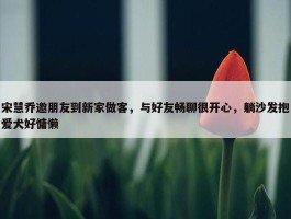 宋慧乔邀朋友到新家做客，与好友畅聊很开心，躺沙发抱爱犬好慵懒