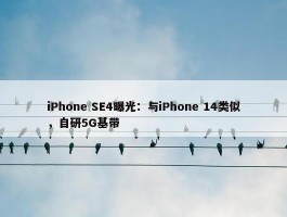 iPhone SE4曝光：与iPhone 14类似，自研5G基带