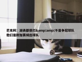 巴克利：湖勇都很烂&amp;不是争冠球队 他们是附加赛候选球队