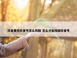 抖音里找抖音号怎么找回 怎么才能找回抖音号