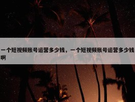 一个短视频账号运营多少钱，一个短视频账号运营多少钱啊