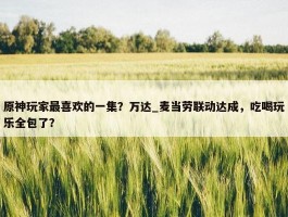 原神玩家最喜欢的一集？万达_麦当劳联动达成，吃喝玩乐全包了？