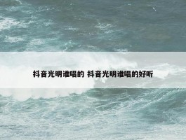 抖音光明谁唱的 抖音光明谁唱的好听