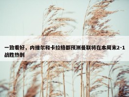 一致看好，内维尔和卡拉格都预测曼联将在本周末2-1战胜热刺