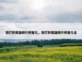 铠打野英雄排行榜第几，铠打野英雄排行榜第几名