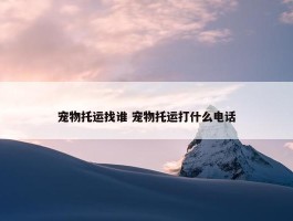 宠物托运找谁 宠物托运打什么电话