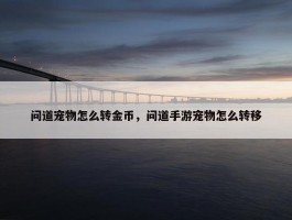 问道宠物怎么转金币，问道手游宠物怎么转移