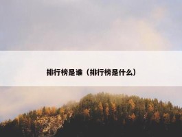 排行榜是谁（排行榜是什么）