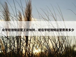 众学短视频运营工资如何，现在学短视频运营费用多少