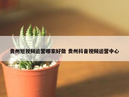 贵州短视频运营哪家好做 贵州抖音视频运营中心