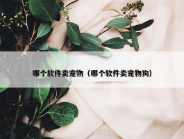 哪个软件卖宠物（哪个软件卖宠物狗）