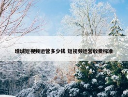 增城短视频运营多少钱 短视频运营收费标准