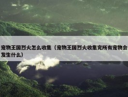 宠物王国烈火怎么收集（宠物王国烈火收集完所有宠物会发生什么）