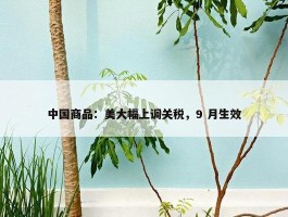 中国商品：美大幅上调关税，9 月生效