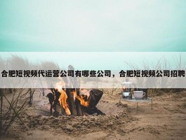 合肥短视频代运营公司有哪些公司，合肥短视频公司招聘