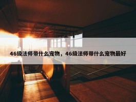 46级法师带什么宠物，46级法师带什么宠物最好