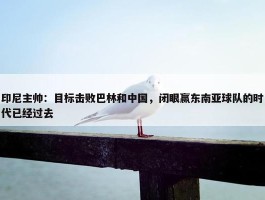 印尼主帅：目标击败巴林和中国，闭眼赢东南亚球队的时代已经过去