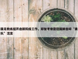 国足教练组开启新阶段工作，郑智考察亚冠国脚击碎“离队”流言