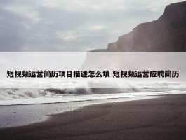 短视频运营简历项目描述怎么填 短视频运营应聘简历