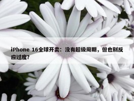 iPhone 16全球开卖：没有超级周期，但也别反应过度？