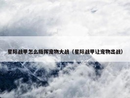 星际战甲怎么指挥宠物大战（星际战甲让宠物出战）