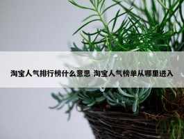 淘宝人气排行榜什么意思 淘宝人气榜单从哪里进入