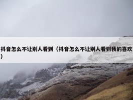 抖音怎么不让别人看到（抖音怎么不让别人看到我的喜欢）