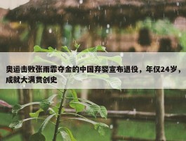 奥运击败张雨霏夺金的中国弃婴宣布退役，年仅24岁，成就大满贯创史 