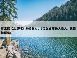 罗云熙《水龙吟》未播先火，3位女主都是大美人，这剧值得追！