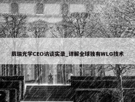 辰瑞光学CEO访谈实录_详解全球独有WLG技术