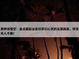 黑神话悟空：盘点最能治愈玩家们心灵的五张画面，榜首无人不服！