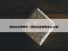 货拉拉拉宠物不（货拉拉运宠物怎么计算）