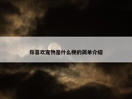 你喜欢宠物是什么梗的简单介绍