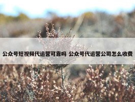 公众号短视频代运营可靠吗 公众号代运营公司怎么收费