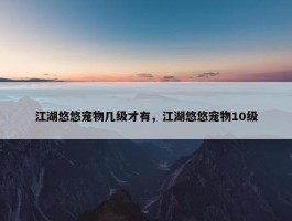 江湖悠悠宠物几级才有，江湖悠悠宠物10级