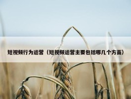 短视频行为运营（短视频运营主要包括哪几个方面）