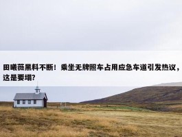 田曦薇黑料不断！乘坐无牌照车占用应急车道引发热议，这是要塌？